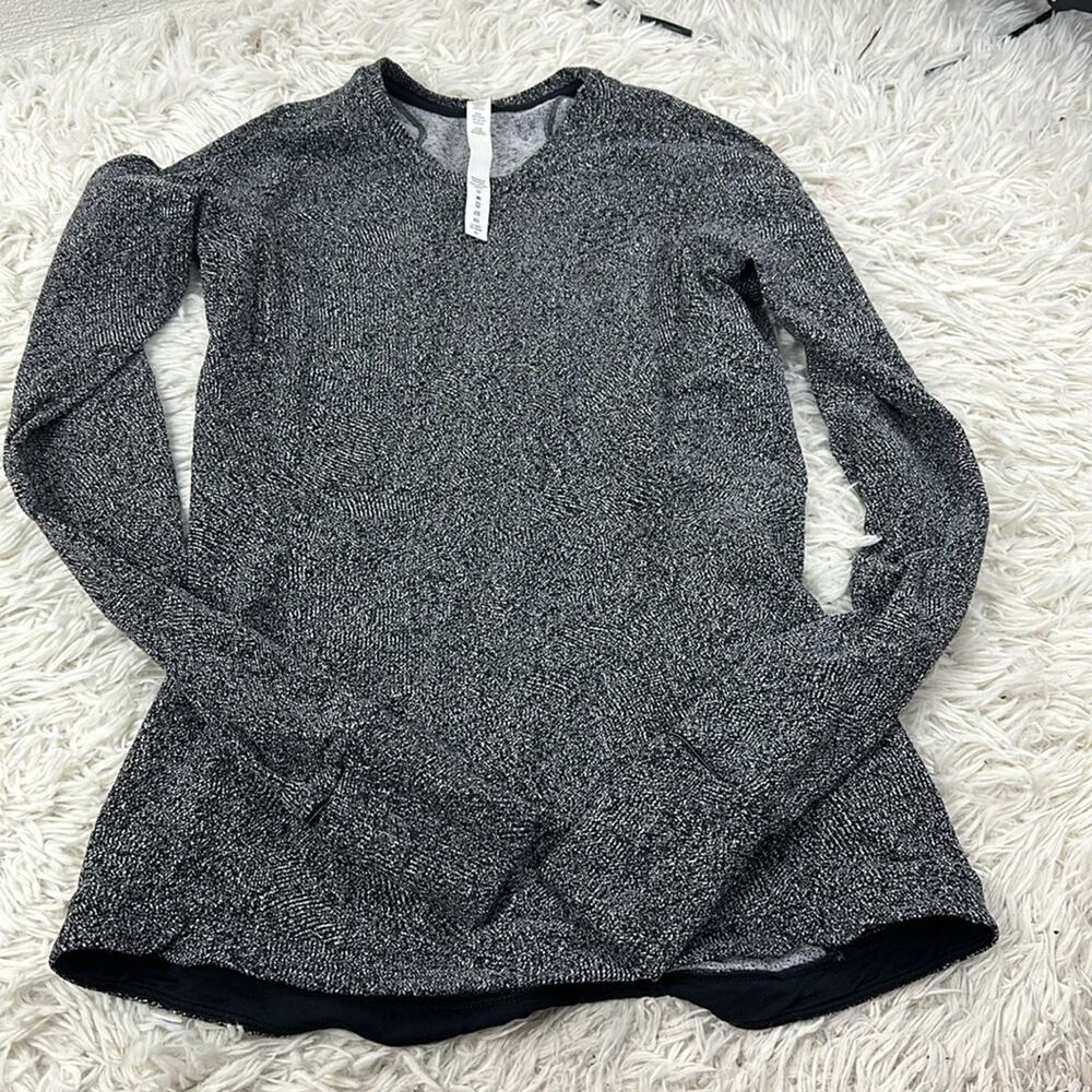 Lululemon Runderful Long Sleeve Rush Jacquard Black White